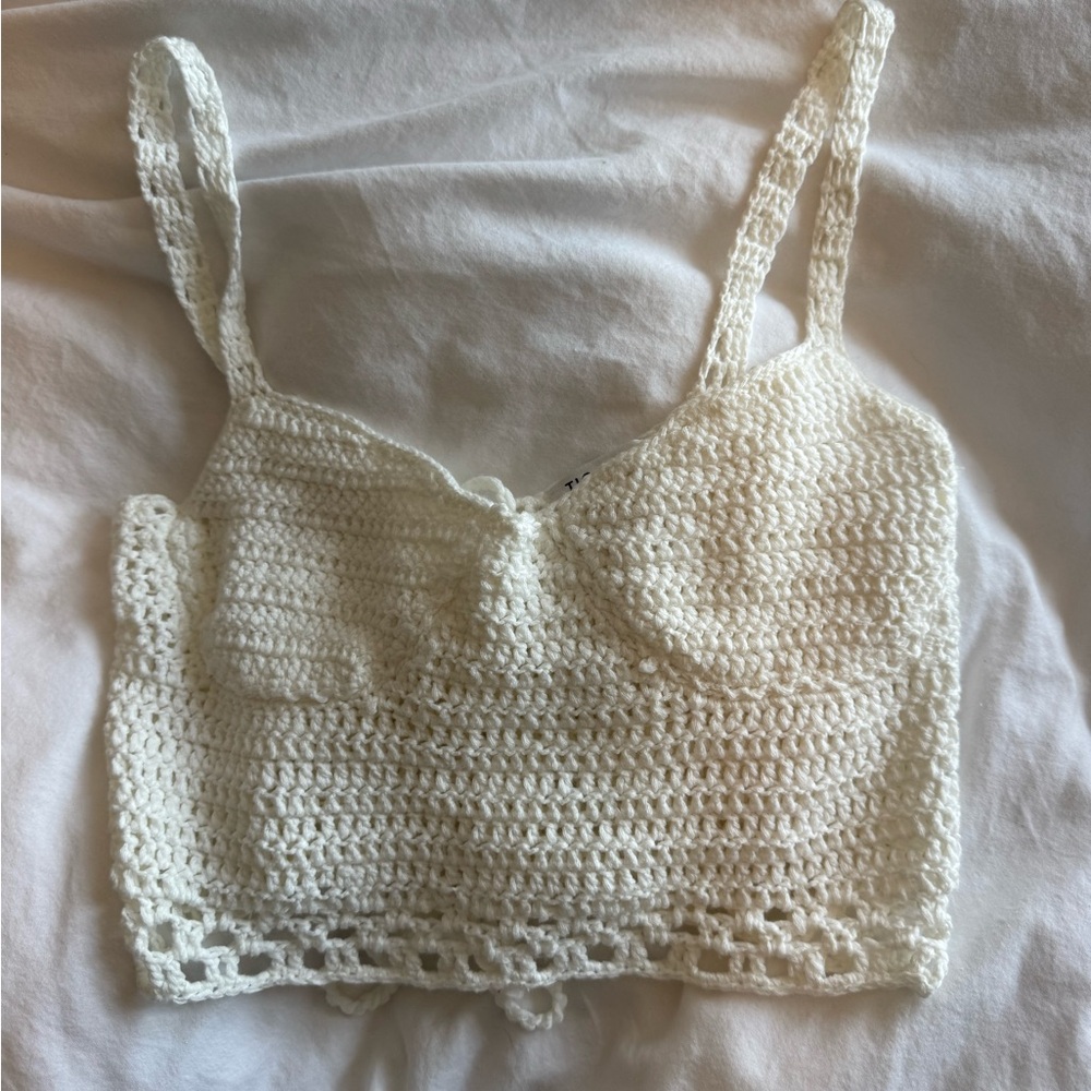 White Crochet Tank Top